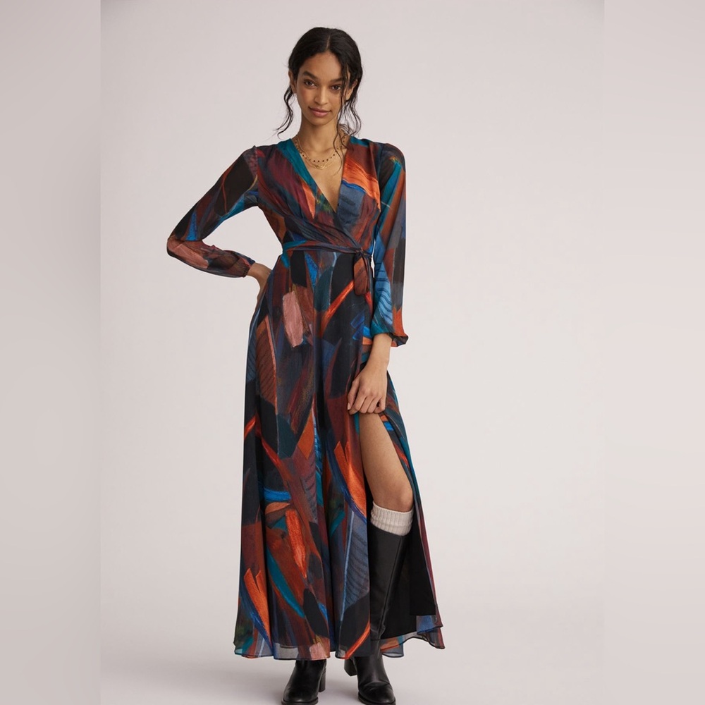 Anthropologie Lysette Wrap Maxi Dress